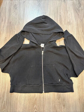 Tna Waffle Zip Hoodie Black Zip-Up Hooded Top